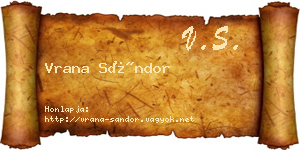 Vrana Sándor névjegykártya